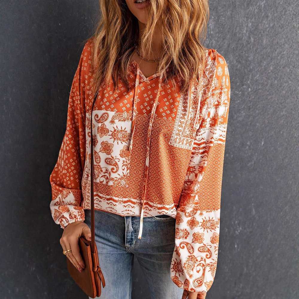 Damen lässiger Kapuzenpullover mit trendigem Paisleymuster EB