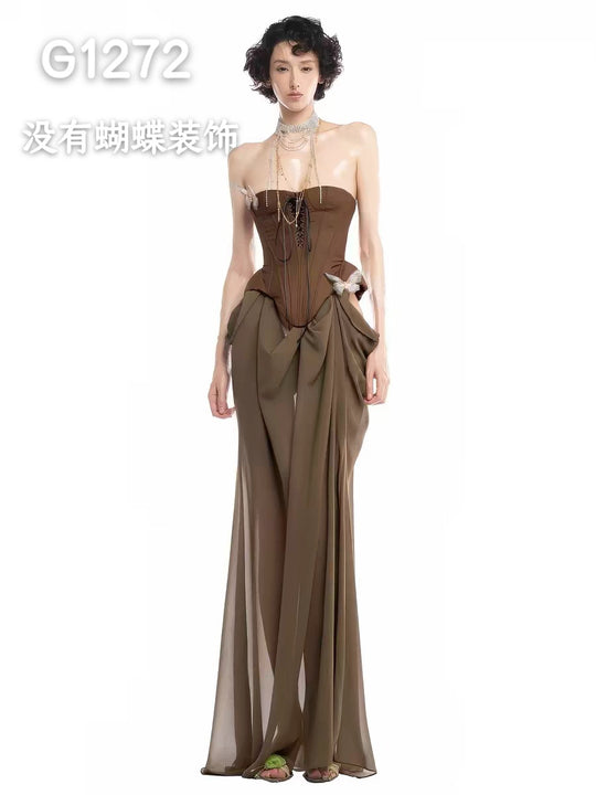 Damen Elegante Corsage-Bluse mit transparenten Ärmeln EB