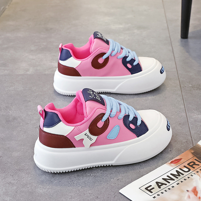Damen modische und bequeme Sneakers mit hoher Sohle und klarem Design EB