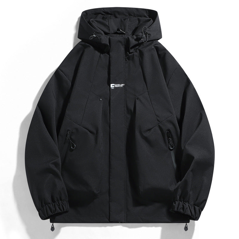 Herren wind- und wasserabweisende Kapuzenblouson mit ergonomischen Nähten, verstellbarem Saum und sicheren Reißverschlusstaschen EB