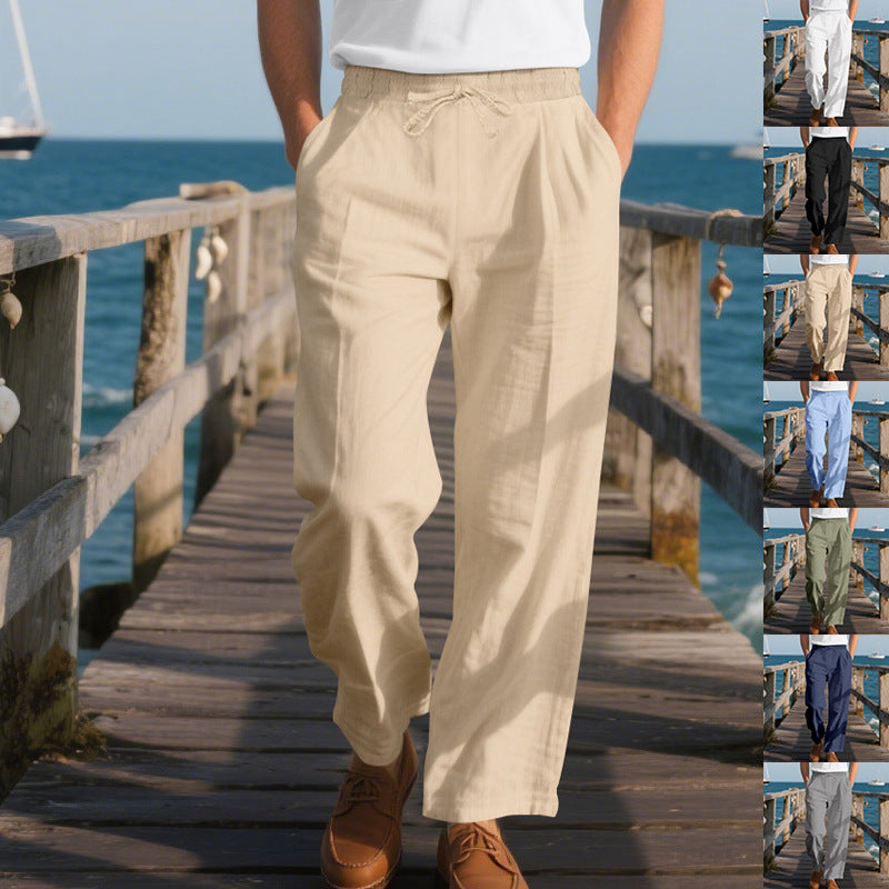 Herren bequeme Strandhose mit elastischem Bund und verstellbarem Kordelzug EB