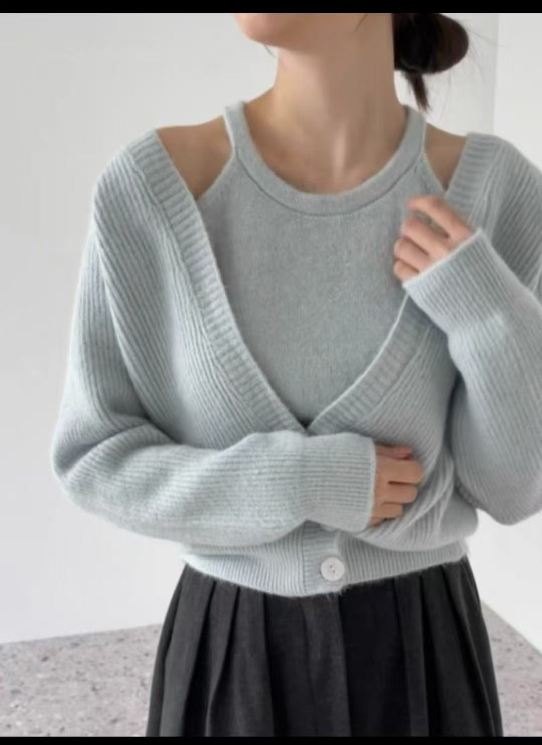 Damen Strickjacke mit offenem Schnitt und Rippstruktur EB