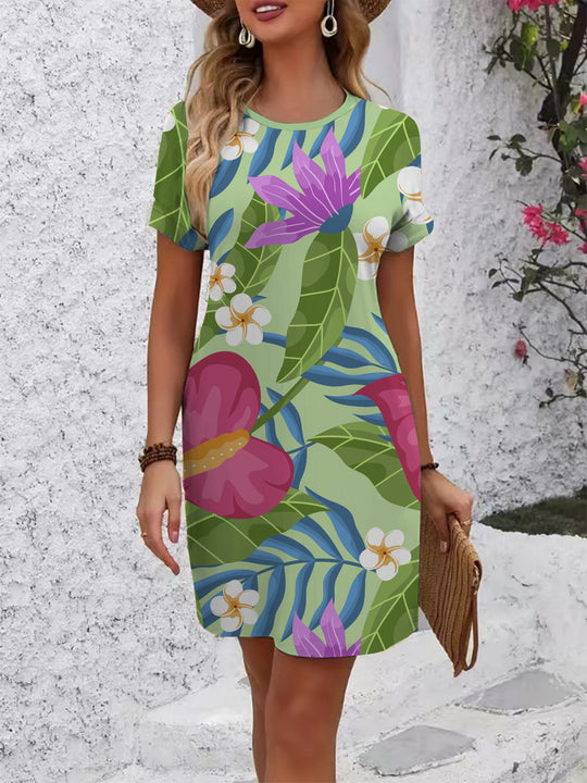 Damen farbenfrohes Mandala Kleid im lässigen Schnitt EB
