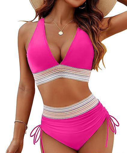 Damen Hochtailliertes Bikini-Set mit verstellbaren Trägern EB