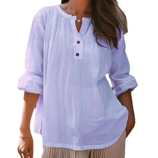 Damen lässige Bluse mit Knopfleiste EB