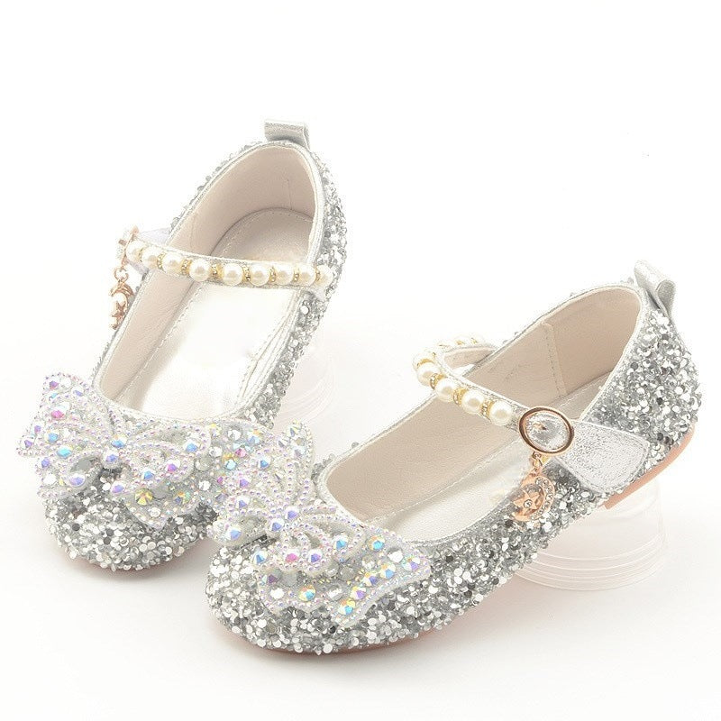 Mädchen Glitzernde Ballerinas mit filigranen Schleifenapplikationen EB