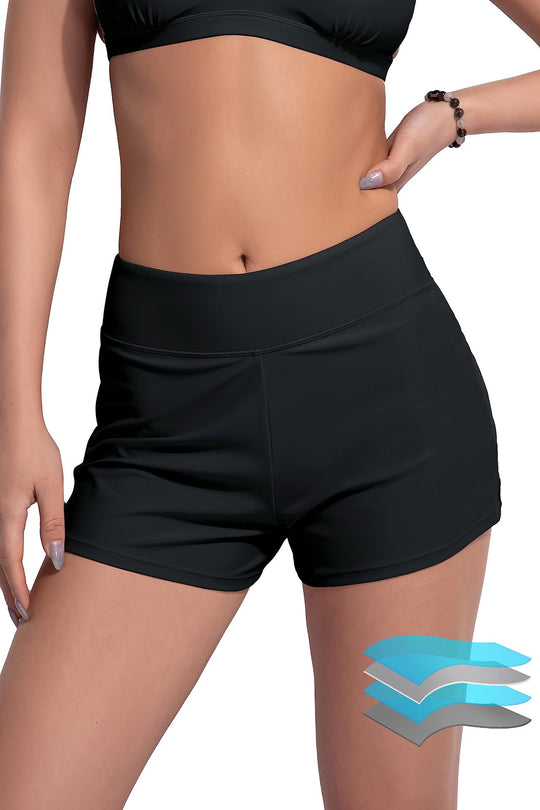 Damen Hochgeschnittene Sport-Badeshorts mit elastischem Bund EB