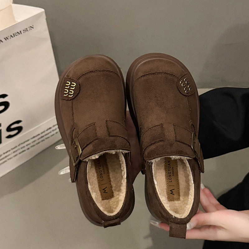 Damen Komfortable Clogs mit modischem Schnallenverschluss und dickem Futtermaterial EB