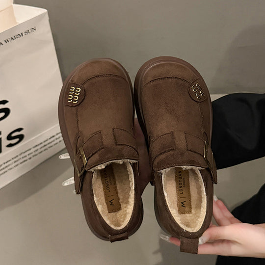 Damen Komfortable Clogs mit modischem Schnallenverschluss und dickem Futtermaterial EB