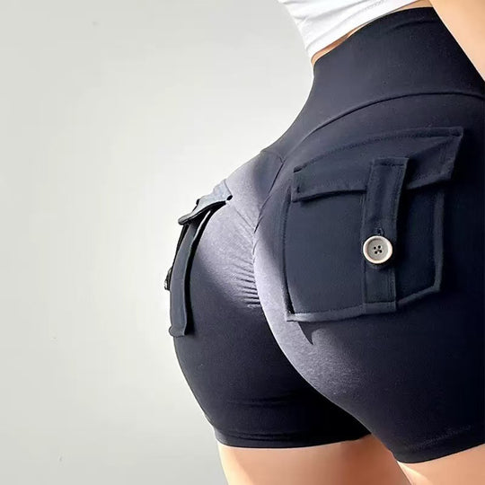 Damen Sportliche Shorts mit dekorativen Taschen und elastischem Bund EB