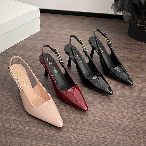 Damen Slingback-Pumps mit eleganter Schlangenlederstruktur EB