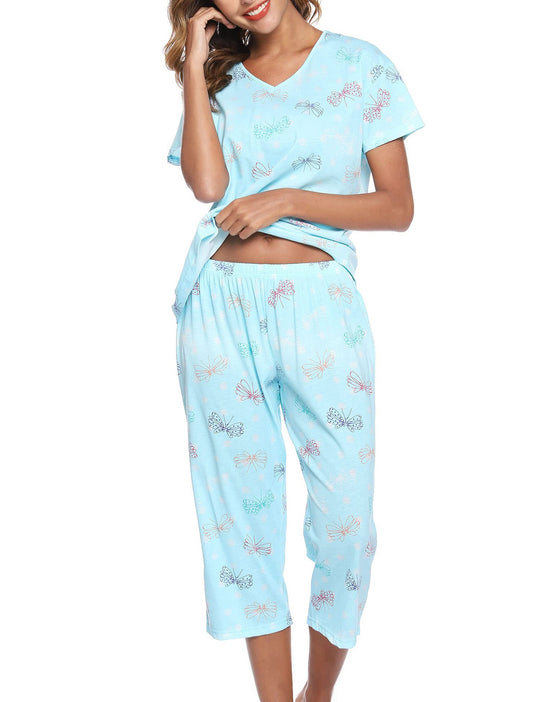 Damen Pyjama-Set mit verspieltem Katzenmotiv EB