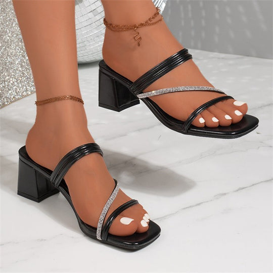Damen elegante Riemensandalen mit funkelnden Strassdetails EB