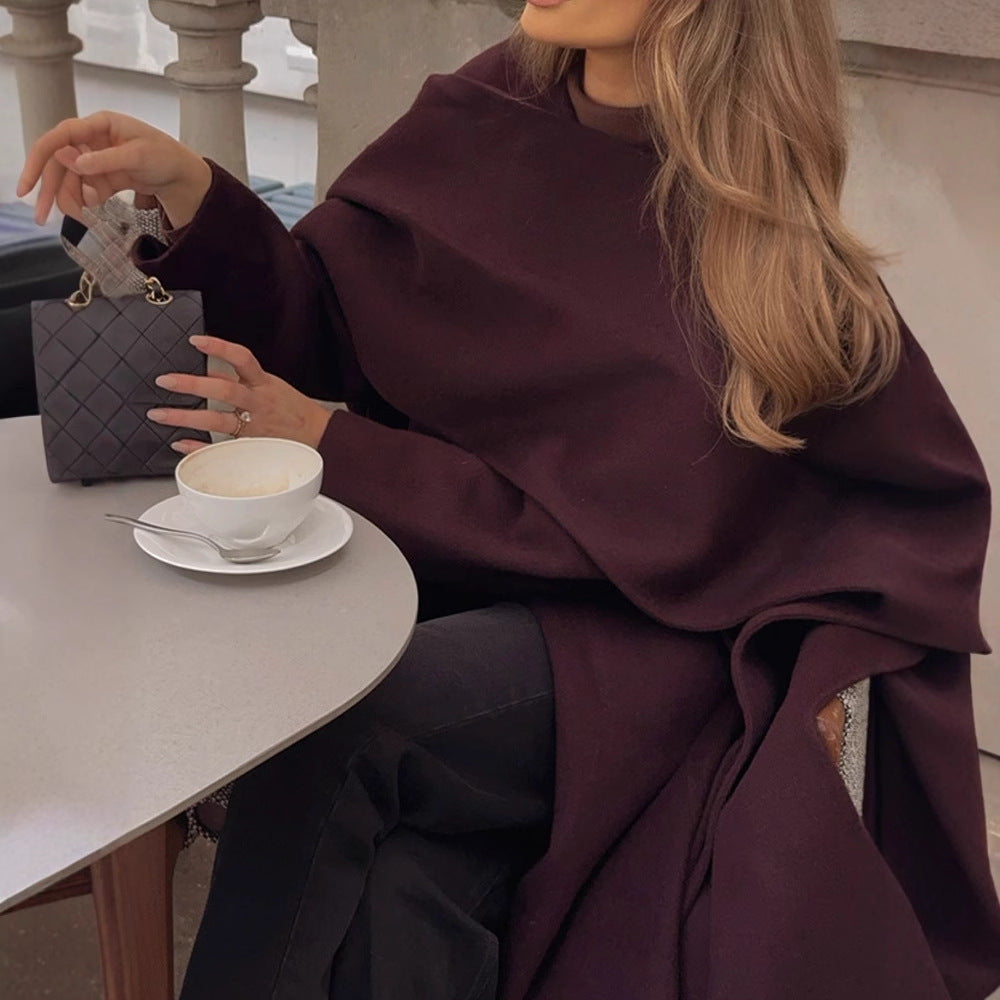Damen elegante und vielseitige Poncho-Jacke EB