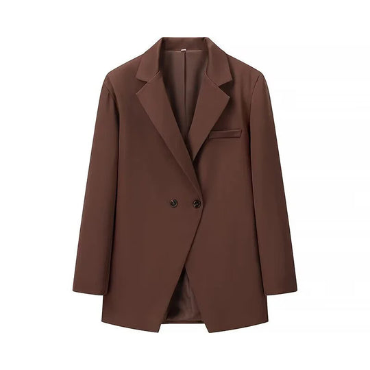 Damen eleganter Oversized-Blazer mit doppelter Knopfleiste und praktischen Taschen EB
