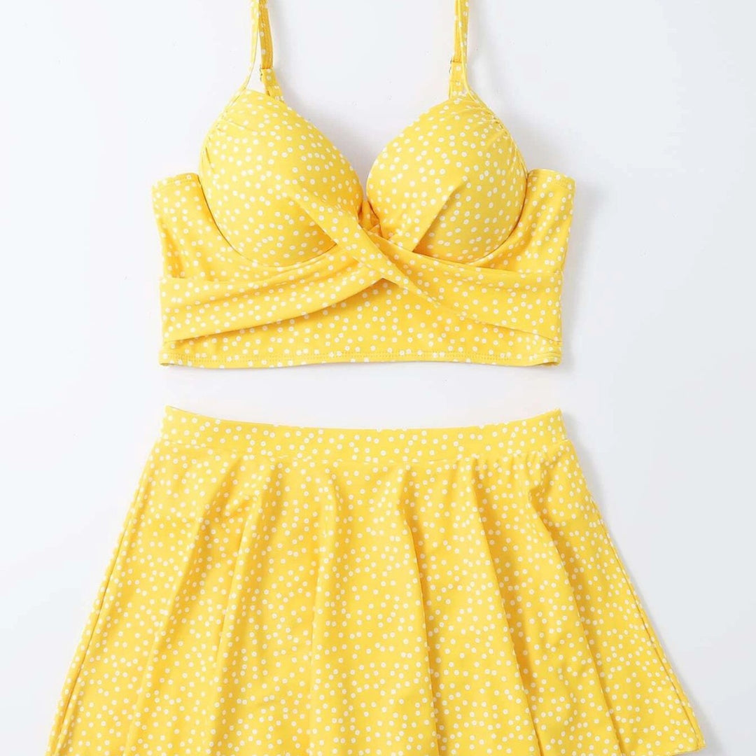 Damen Tankini-Set mit verspieltem Rock und gepolstertem Oberteil EB