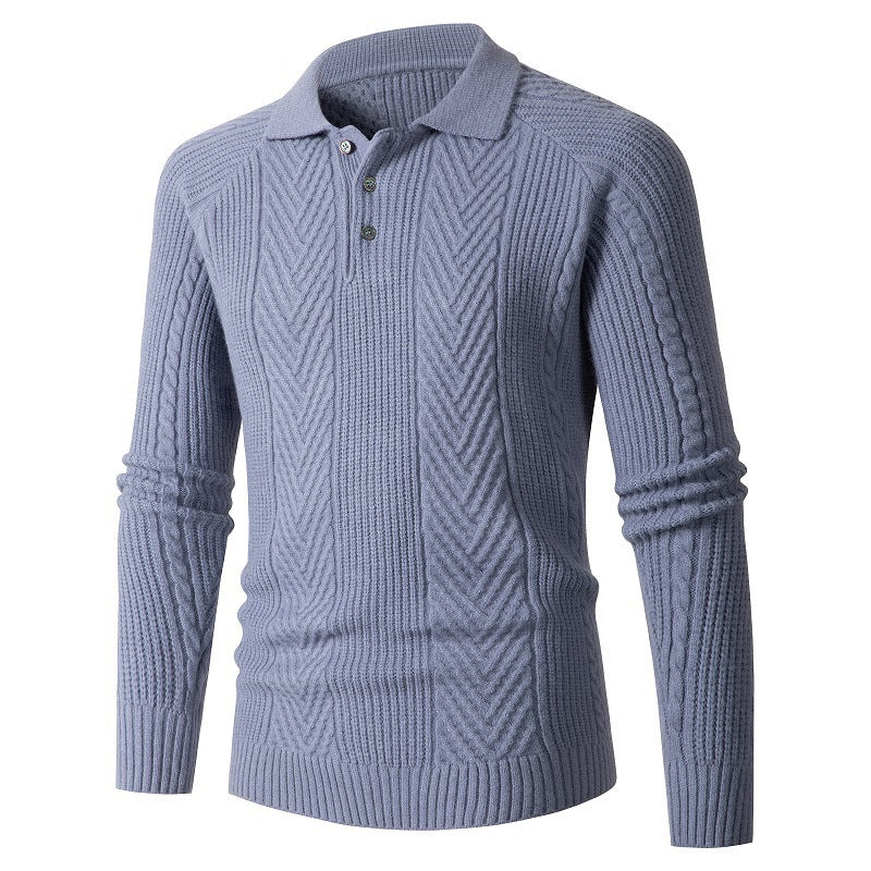 Herren Strickpullover mit klassischem Rautenmuster und Knopfleiste EB