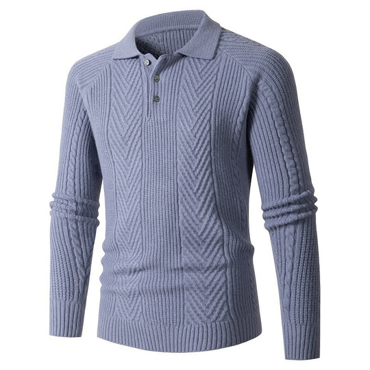 Herren Strickpullover mit klassischem Rautenmuster und Knopfleiste EB