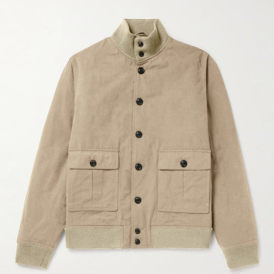 Herren modische Übergangsjacke mit hohen Kragen und aufgesetzten Taschen EB