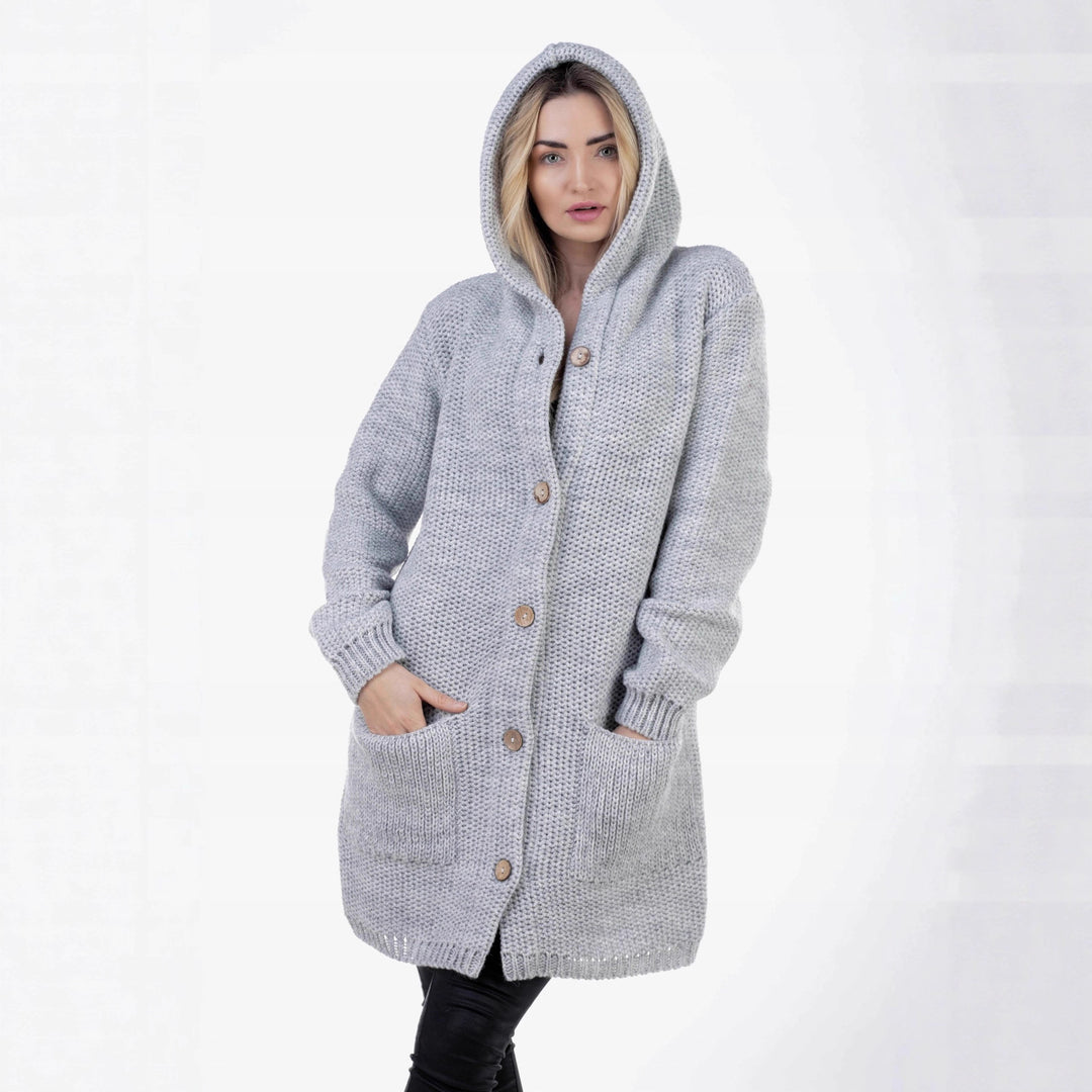 Damen Strickmantel mit hochwertigem Material und praktischen Taschen EB