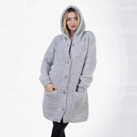 Damen Strickmantel mit hochwertigem Material und praktischen Taschen EB
