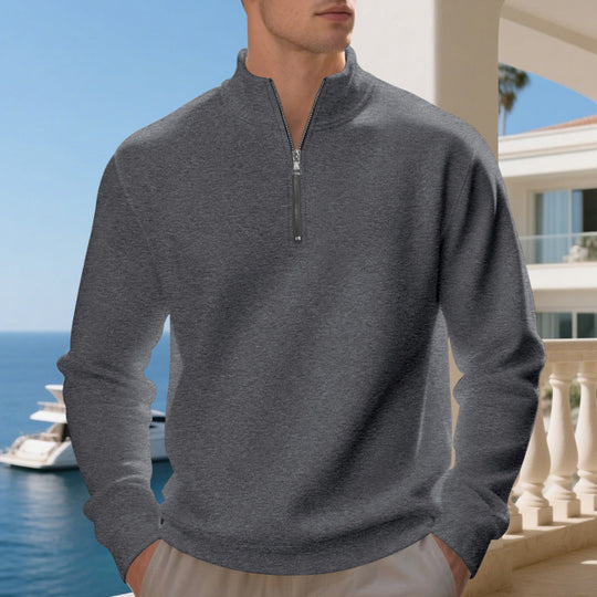 Herren sportlicher Pullover mit halbem Reißverschluss und atmungsaktiver Struktur EB