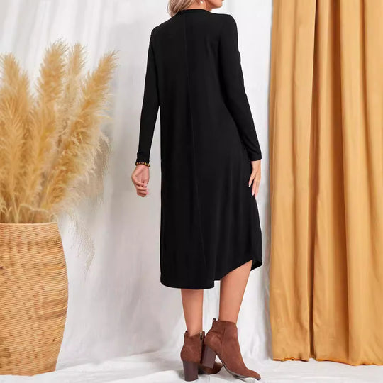 Damen Freizeit-Maxikleid mit praktischen Taschen und lockerem Schnitt EB