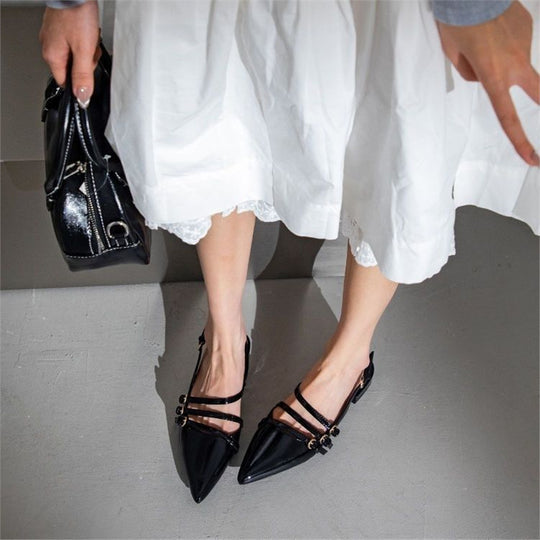 Damen elegante Ballerinas mit verziertem Riemendesign EB