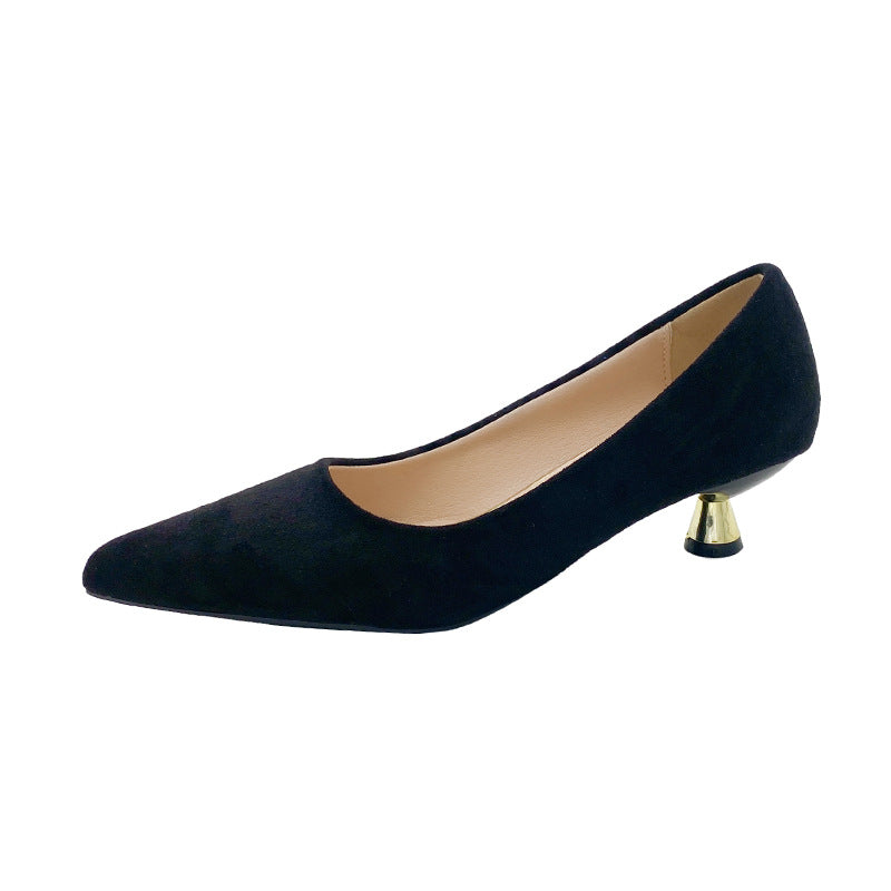 Damen elegante Ballerinas mit modischem Leopardenmuster und Absatz EB