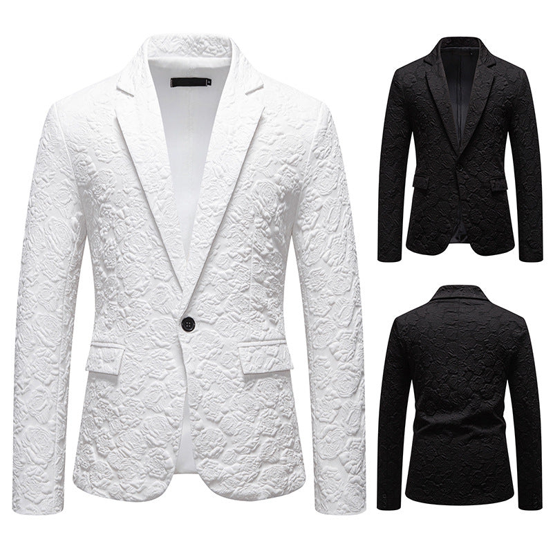 Herren nan strukturiertes Business-Sakko mit floraler Jacquardstruktur und Slim-Fit EB