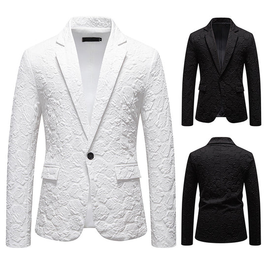 Herren nan strukturiertes Business-Sakko mit floraler Jacquardstruktur und Slim-Fit EB