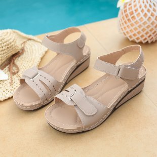 Damen  ergonomische Riemen-Sandalette mit dämpfender Memory-Innensohle und verstellbaren Klettverschlüssen EB