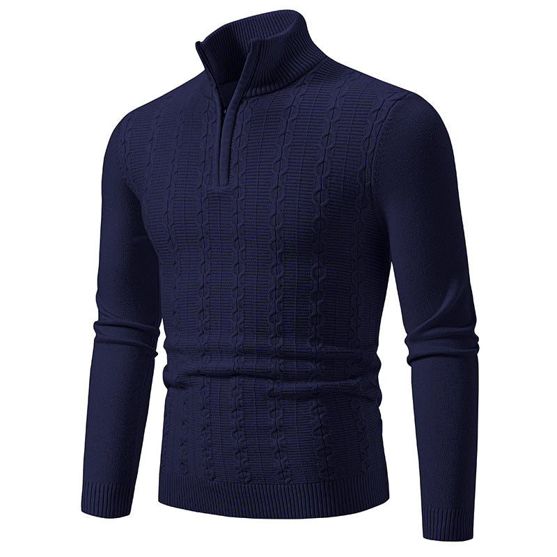 Herren Strickpullover mit modernem Stehkragen und strukturierter Fläche EB
