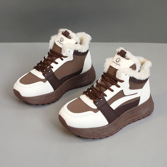 Damen modische High-Top Sneakers mit warmem Innenfutter und rutschfester Sohle EB