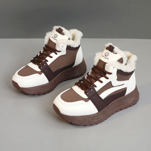 Damen modische High-Top Sneakers mit warmem Innenfutter und rutschfester Sohle EB