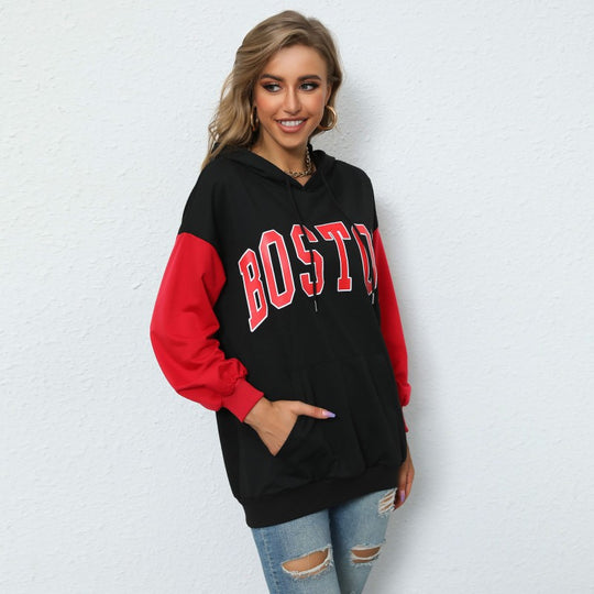 Damen Hoodie-Kleid mit farblich abgesetzten Ärmeln und lässigem Schnitt EB