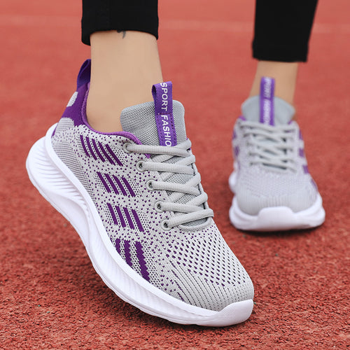 Damen nan ultraleichter Strick-Freizeitsneaker mit ergonomischer Dämpfungskernsohle und Zuglasche EB