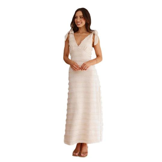 Damen Maxikleid mit elegantem Drapierungsdesign und Rüschenakzenten EB
