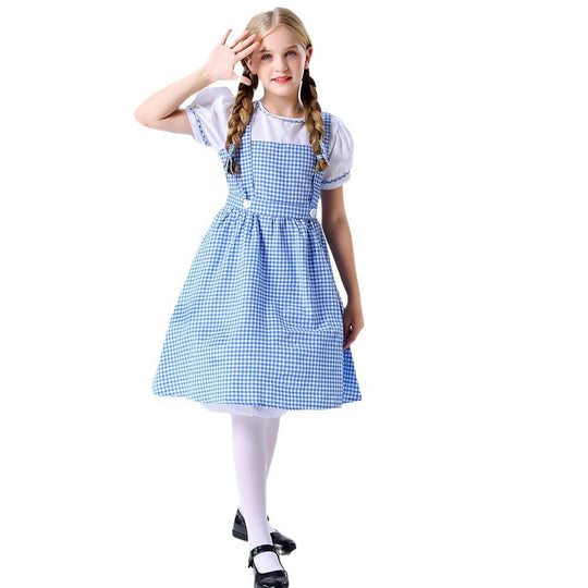 Damen Trachtenkleid mit romantischen Karomustern und schicken Knopfdetails EB