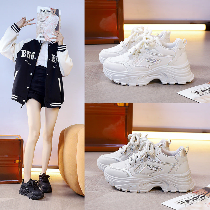 Damen modische Lauf-Sneaker mit dicker Profilsohle und atmungsaktivem Obermaterial EB
