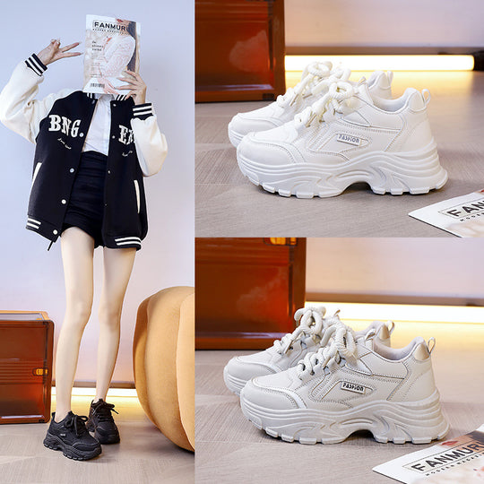 Damen modische Lauf-Sneaker mit dicker Profilsohle und atmungsaktivem Obermaterial EB