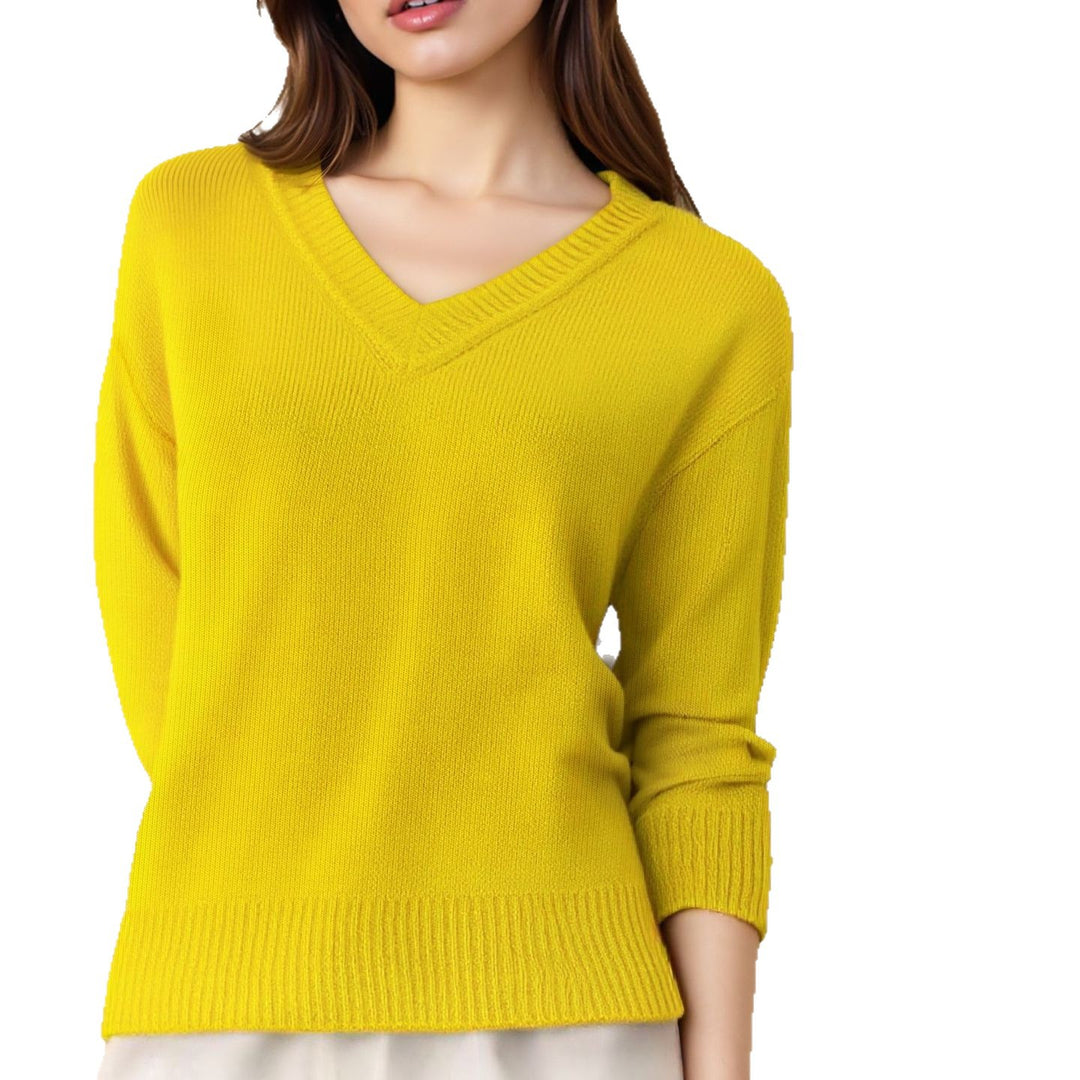 Damen Pullover mit V-Ausschnitt und strukturierter Optik EB