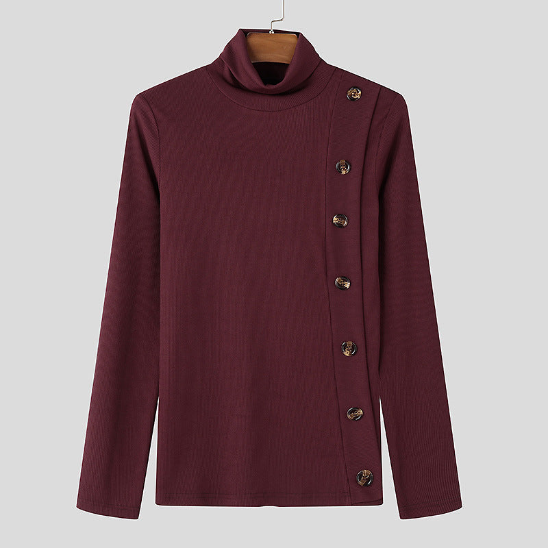 Damen Langarm Rollkragenpullover mit Knopfdetails EB