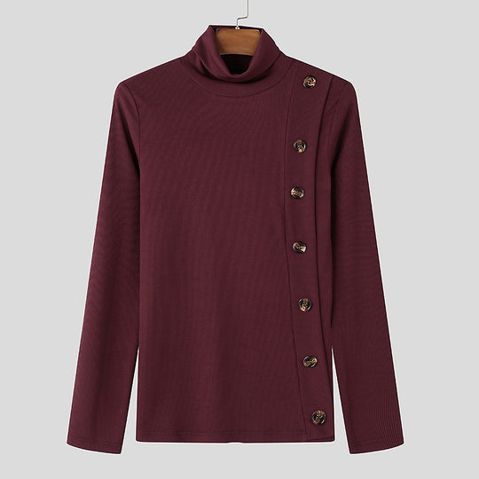 Damen Langarm Rollkragenpullover mit Knopfdetails EB