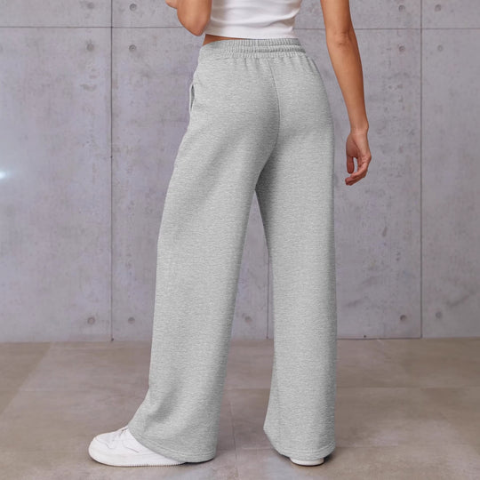 Damen nan High-Waist Relax-Freizeithose mit doppeltem Rippbund, sichtbarer Bügelfalte und weitem Bein EB