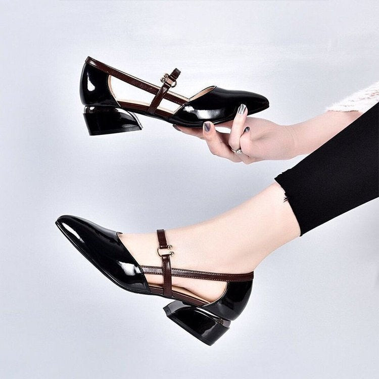 Damen Elegante Ballerinas mit modischer Schnallenverzierung EB