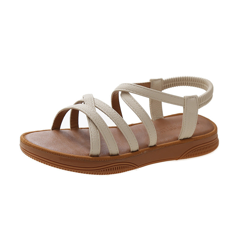 Damen bequeme Riemensandalen mit elastischem Fersenriemen EB