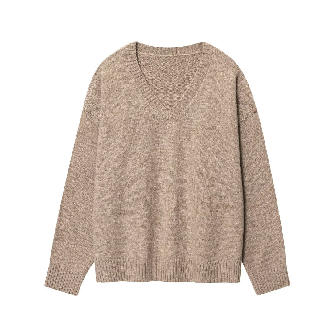 Damen komfortabler V-Ausschnitt Pullover EB