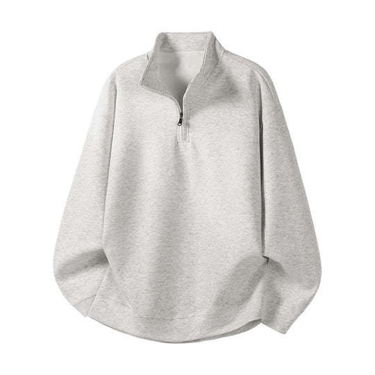 Damen Oversized Fleecepullover mit halb offenem Kragen EB