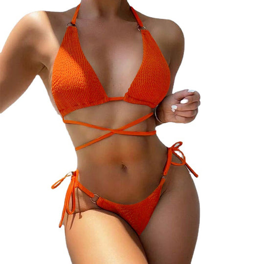 Damen Triangel-Bikini mit modischen Kreuzdetails EB